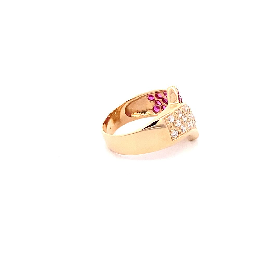 Anillo De Oro Amarillo 18K Entrelazado Con Piedras 