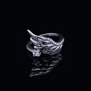 Anillo De Plata 925 Cintillo Con Piedras Diseño Alas 