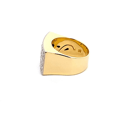 Anillo De Oro 18K Sello Con Diamantes 