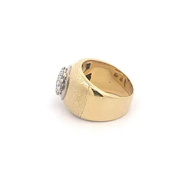 Anillo De Oro Amarillo 18K Bombé Flor Con Diamantes 