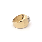 Anillo De Oro Amarillo 18K Bombé Flor Con Diamantes 