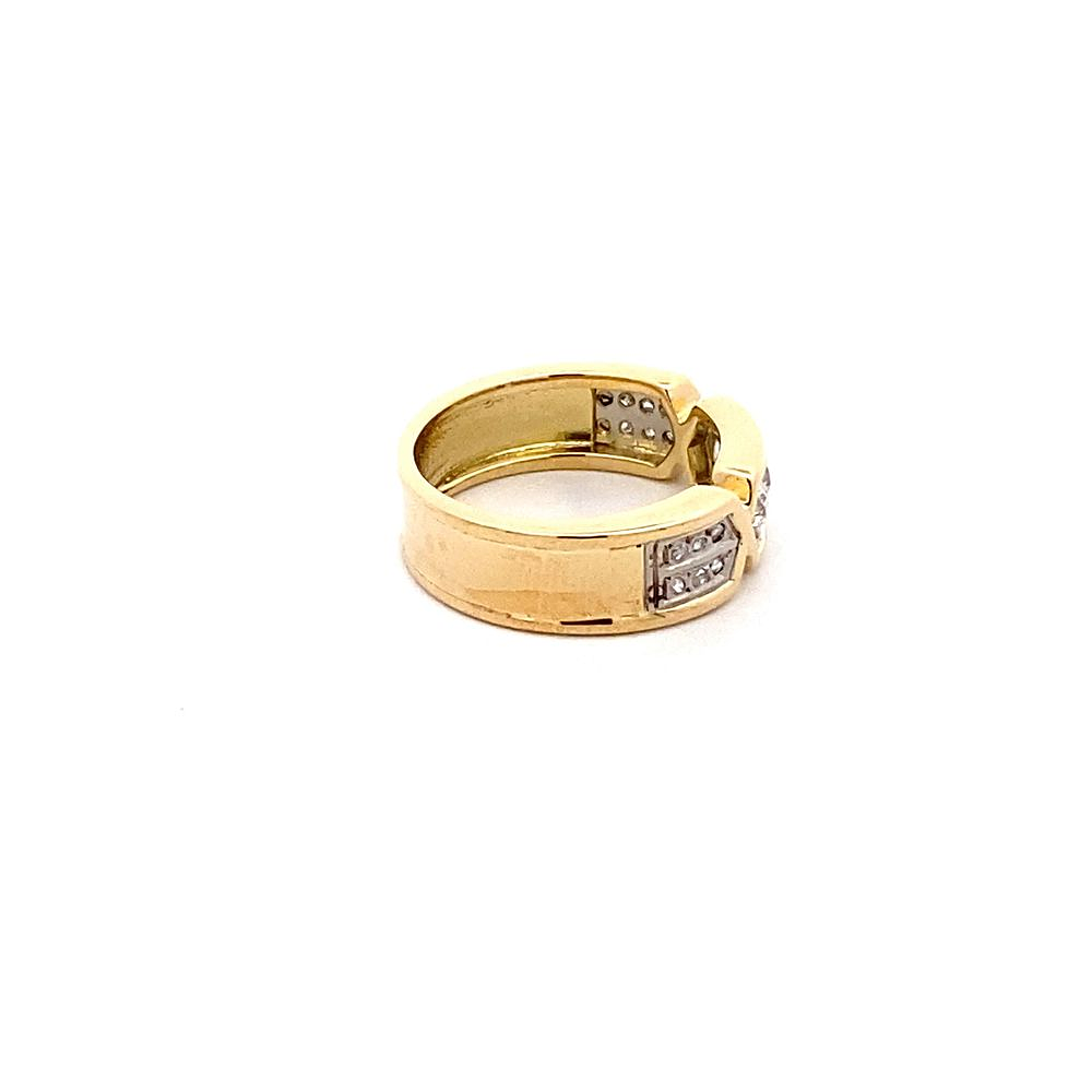 Anillo De Oro Amarillo 18K Tuerca Con Diamantes