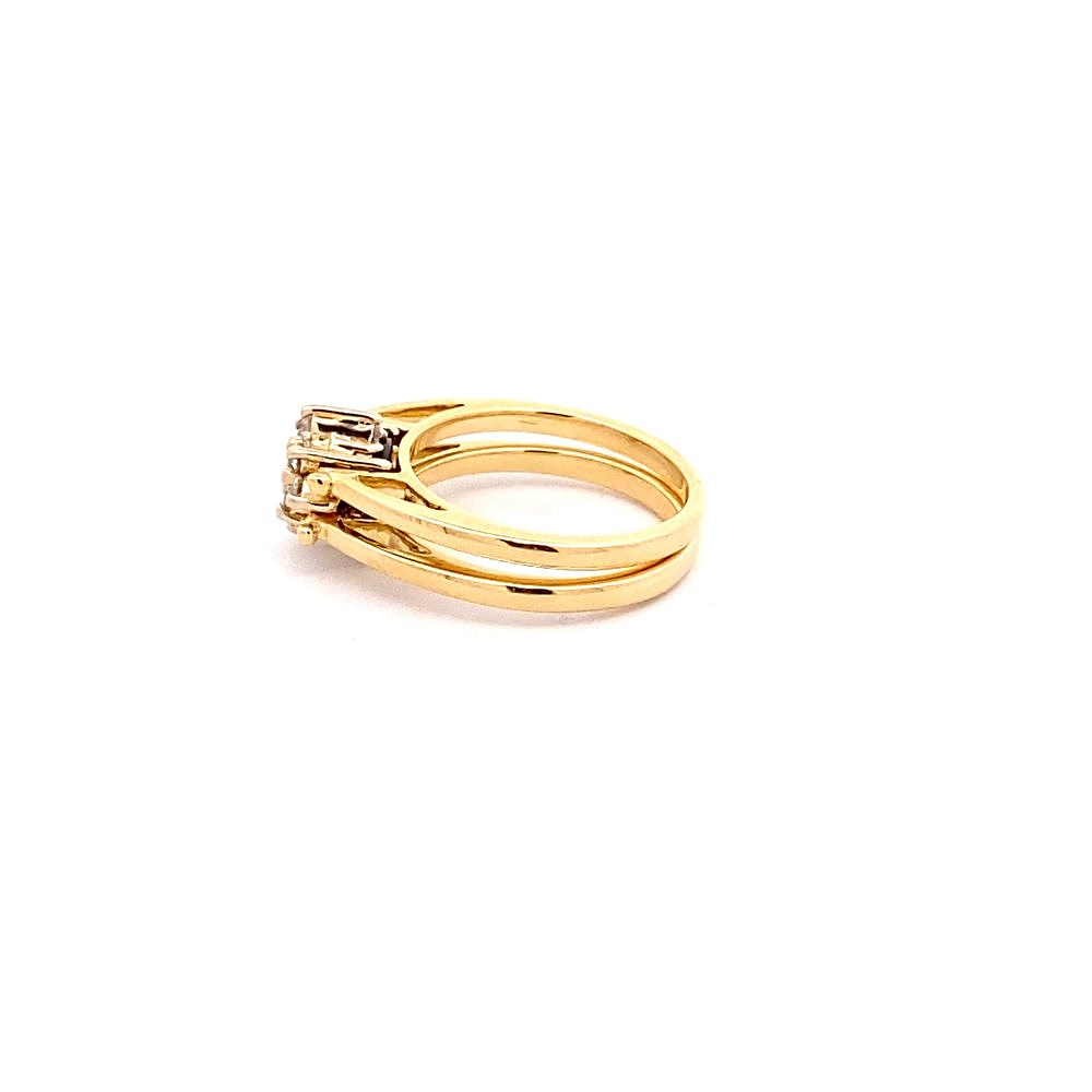 Anillo De Oro Amarillo 18K Doble Faz Con Diamantes y Piedras