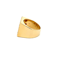 Anillo De Oro Amarillo 18K Sello Con Diamantes