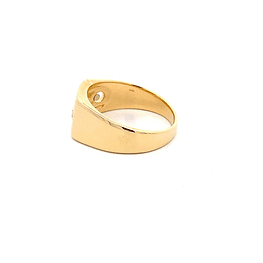 Anillo De Oro Amarillo 18K Sello Con Diamante