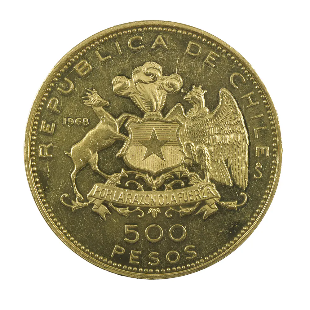 Moneda De Oro 500 Pesos Chile Ley .900