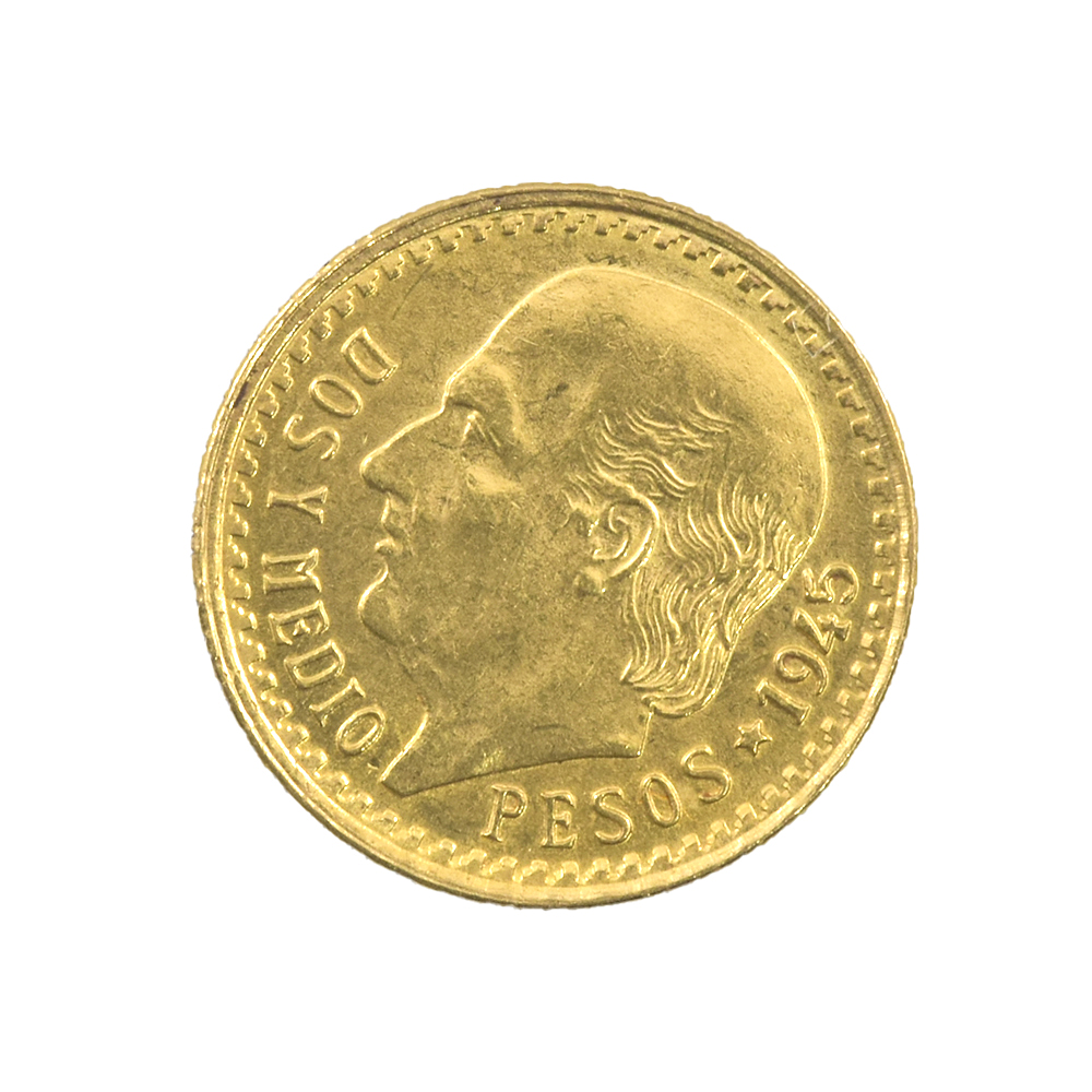 Moneda De Oro 2 Y 1/2 Pesos México Año 1945