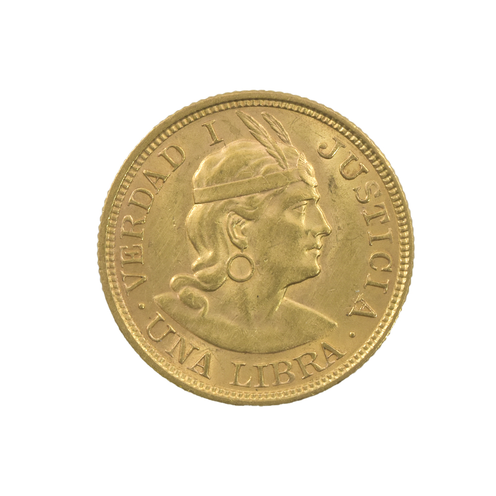 Moneda De Oro 1 Libra Perú Año 1917