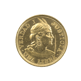 Moneda De Oro Extranjera 1 Libra Perú Año 1967