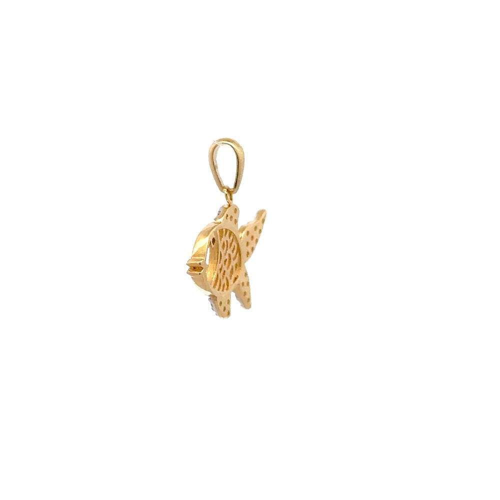 Colgante De Oro Amarillo 18K Pez Con Piedras 