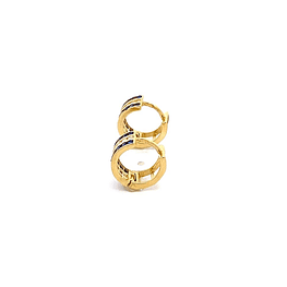 Aros De Oro Amarillo 18K Huggies Cintillo Triple Con Piedras