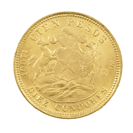 Moneda De Oro 21K 100 Pesos Chile Año 1926