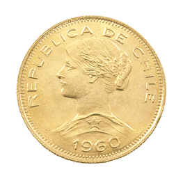 Moneda De Oro 21K 100 Pesos Chile Año 1960