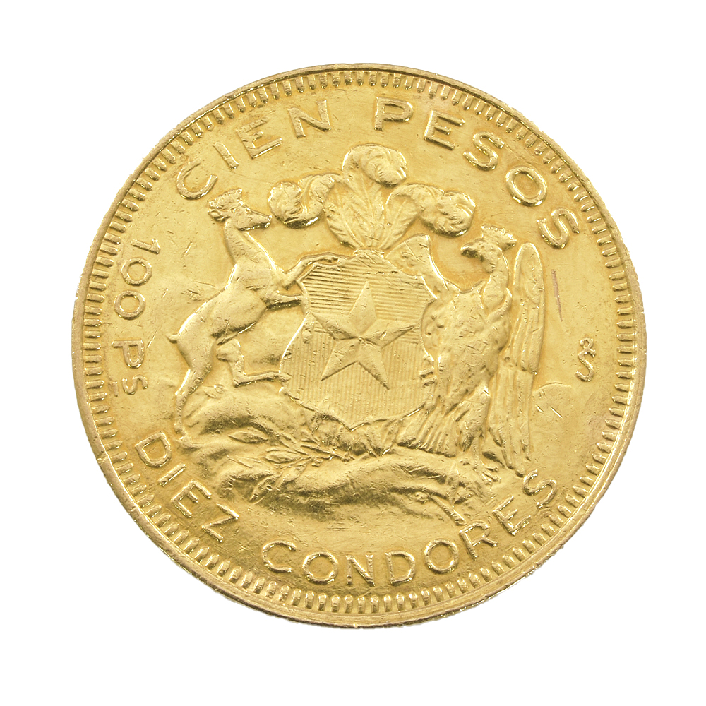 Moneda De Oro 21K 100 Pesos Chile Año 1946