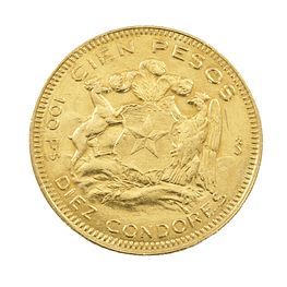 Moneda De Oro 21K 100 Pesos Chile Año 1946