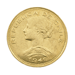 Moneda De Oro 21K 100 Pesos Chile Año 1946
