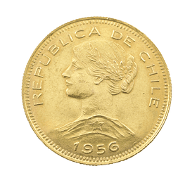 Moneda De Oro 21K 100 Pesos Chile Año 1956
