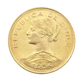 Moneda De Oro 21K 100 Pesos Chile Año 1954