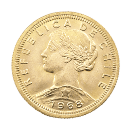 Moneda De Oro 21K 100 Pesos Chile Año 1968