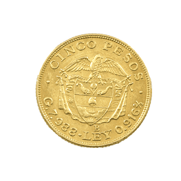 Moneda De Oro 5 Pesos Colombia Año 1922