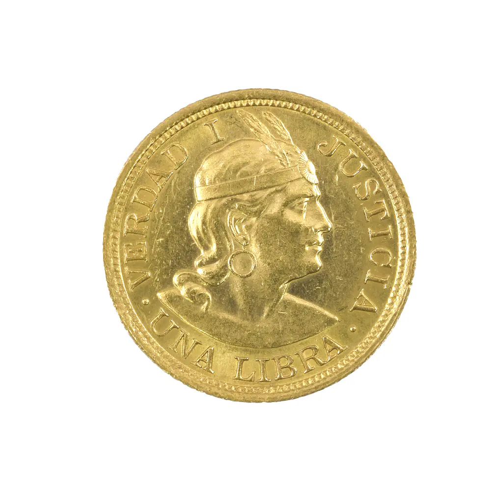 Moneda De Oro 1 Libra Perú Año 1917