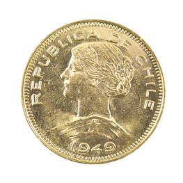 Moneda De Oro 21K 100 Pesos Chile Año 1949