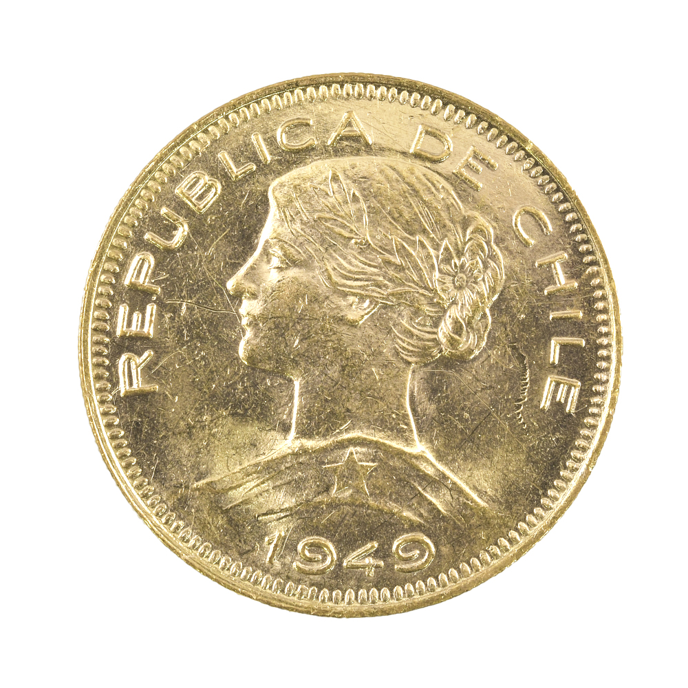 Moneda De Oro 21K 100 Pesos Chile Año 1949