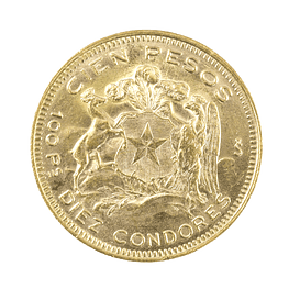 Moneda De Oro 21K 100 Pesos Chile Año 1949