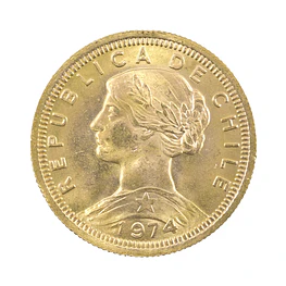Moneda De Oro 21K 100 Pesos Chile Año 1974