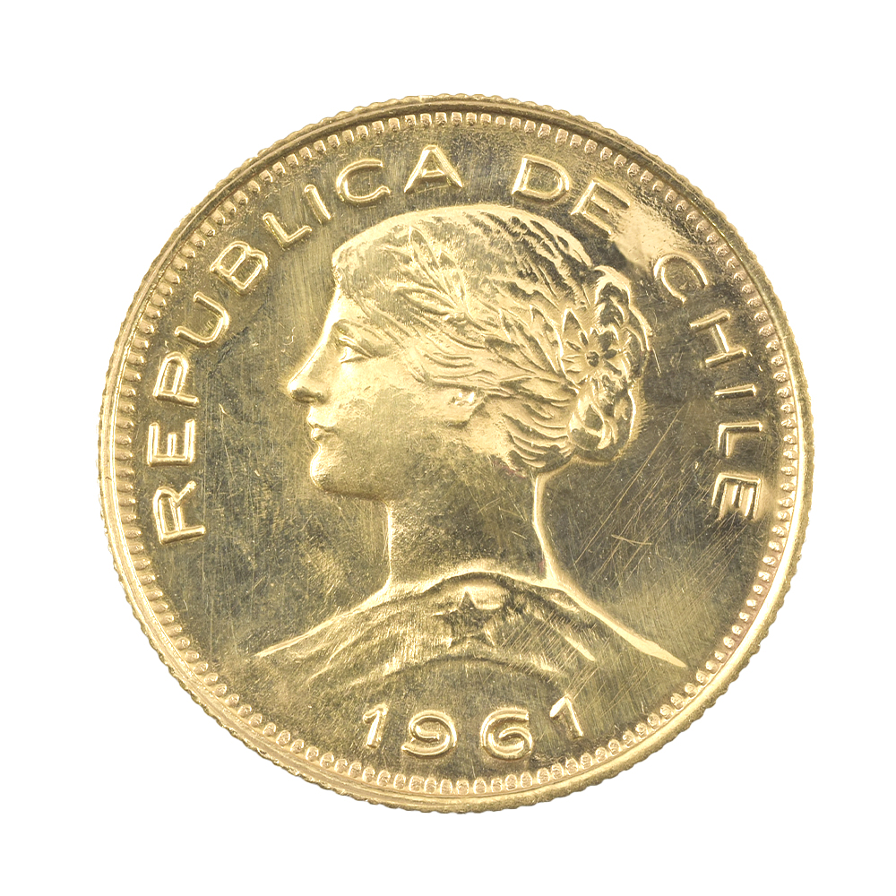 Moneda De Oro 21K 100 Pesos Chile Año 1961