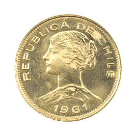 Moneda De Oro 21K 100 Pesos Chile Año 1961