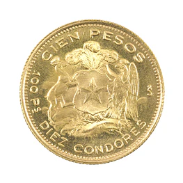 Moneda De Oro 21K 100 Pesos Chile Año 1961