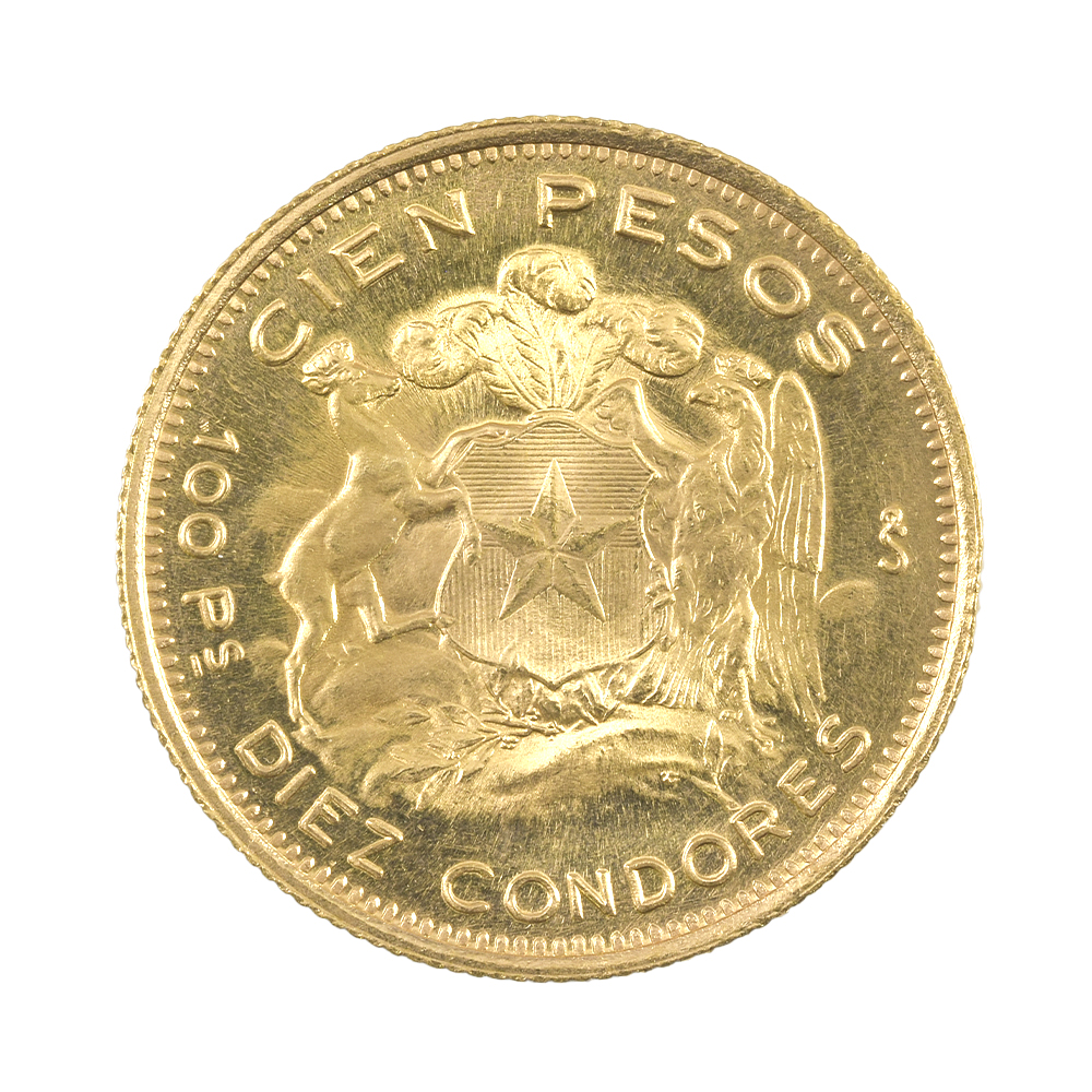 Moneda De Oro 21K 100 Pesos Chile Año 1961