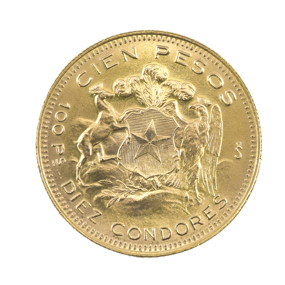 Moneda De Oro 21K 100 Pesos Chile Año 1958
