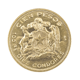 Moneda De Oro 21K 100 Pesos Chile Año 1964
