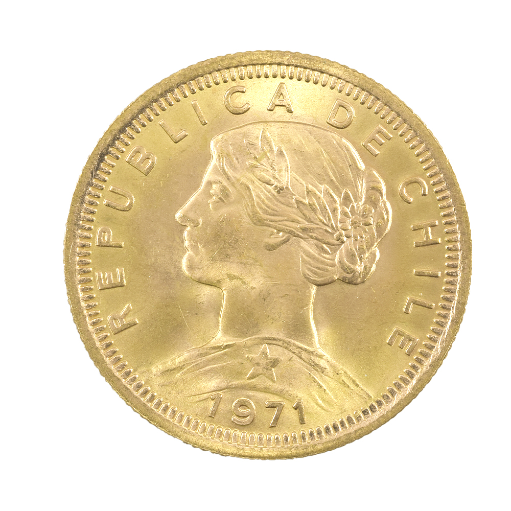 Moneda De Oro 21K 100 Pesos Chile Año 1971