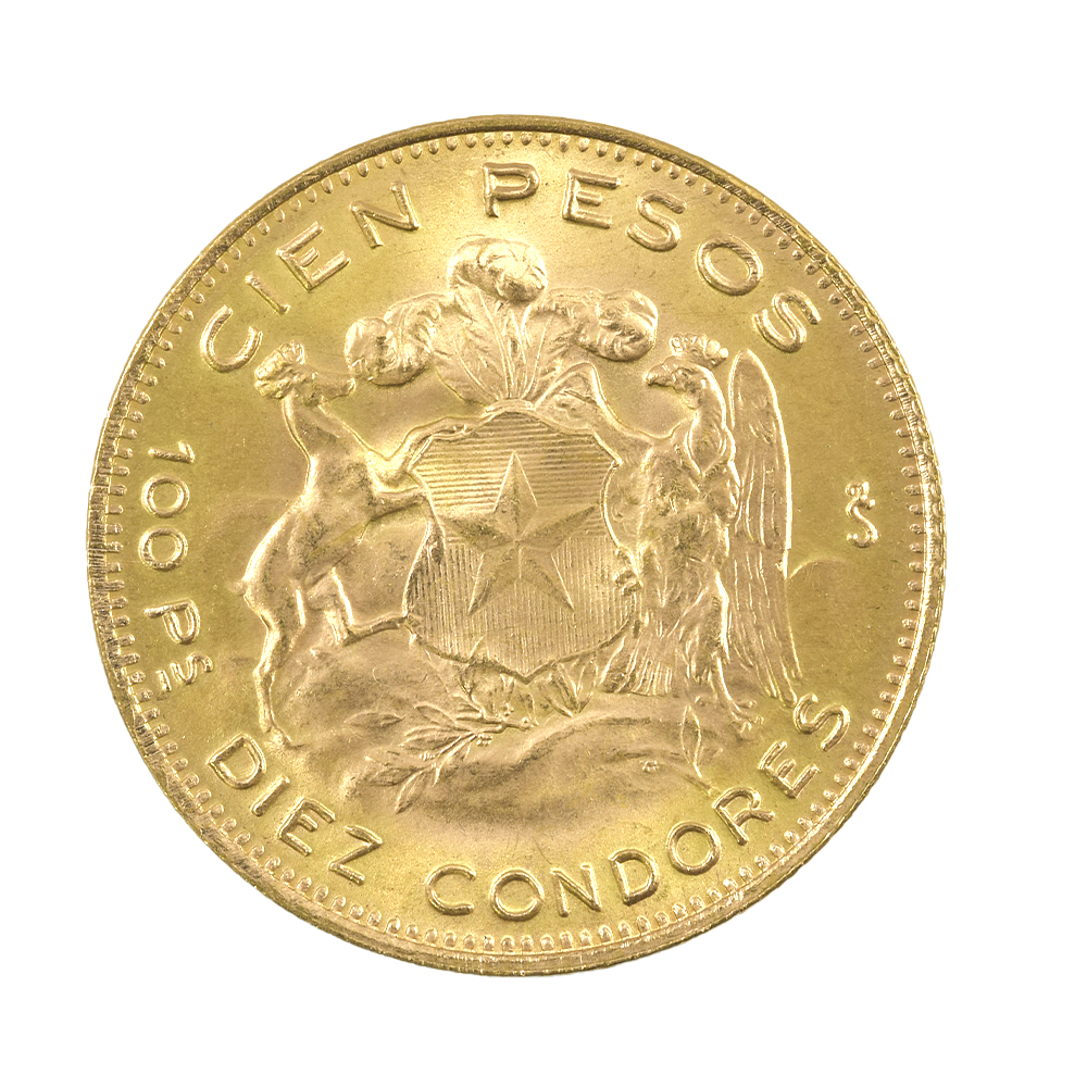 Moneda De Oro 21K 100 Pesos Chile Año 1971