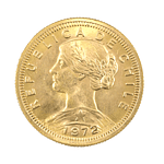 Moneda De Oro 21K 100 Pesos Chile Año 1972