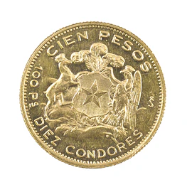 Moneda De Oro 21K 100 Pesos Chile Año 1963
