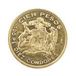 Moneda De Oro 21K 100 Pesos Chile Año 1963