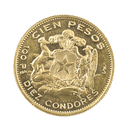 Moneda De Oro 21K 100 Pesos Chile Año 1963