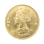 Moneda De Oro 21K 100 Pesos Chile Año 1951