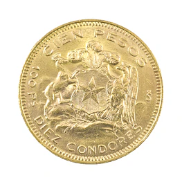 Moneda De Oro 21K 100 Pesos Chile Año 1951