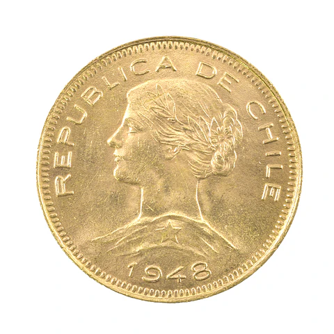 Moneda De Oro 21K 100 Pesos Chile Año 1948