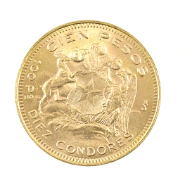 Moneda De Oro 21K 100 Pesos Chile Año 1948