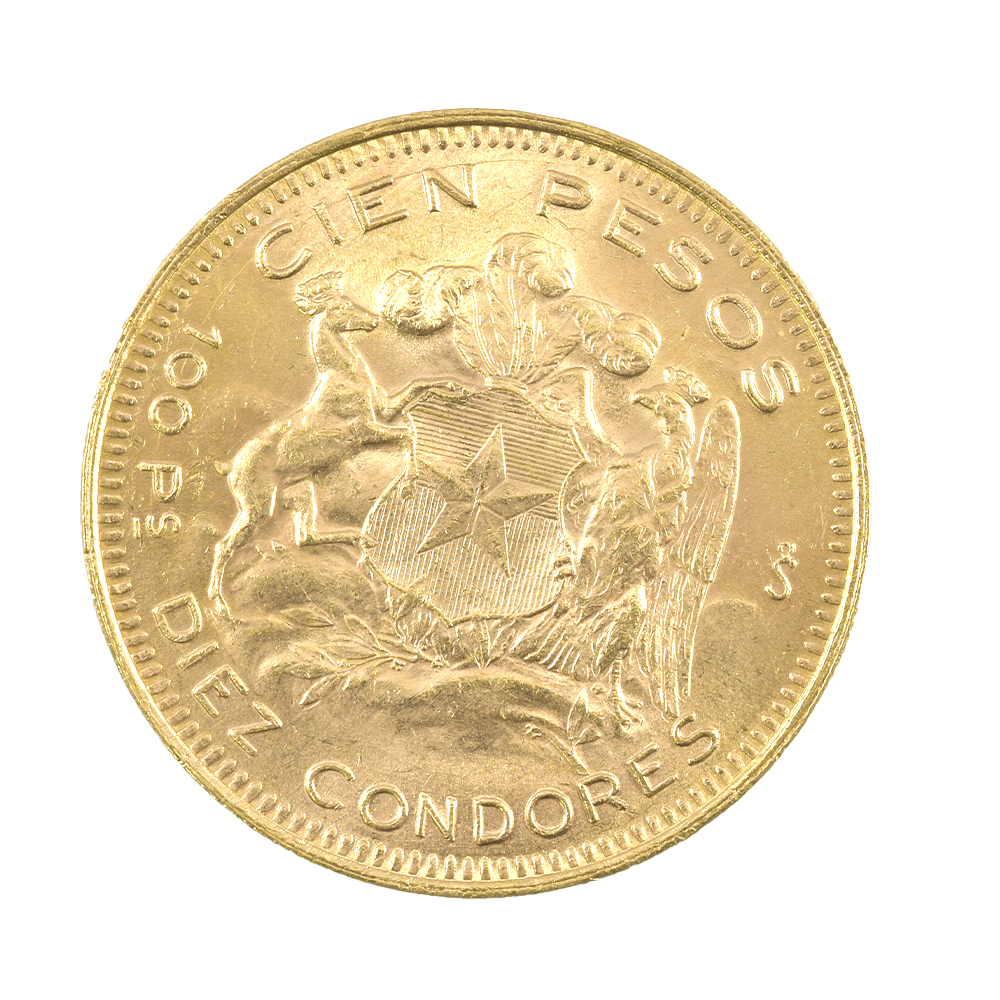 Moneda De Oro 21K 100 Pesos Chile Año 1948