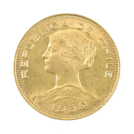Moneda De Oro 21K 100 Pesos Chile Año 1959