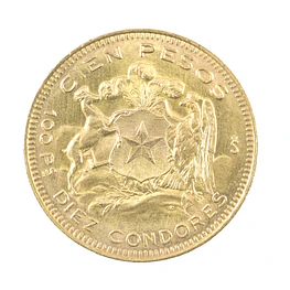 Moneda De Oro 21K 100 Pesos Chile Año 1959