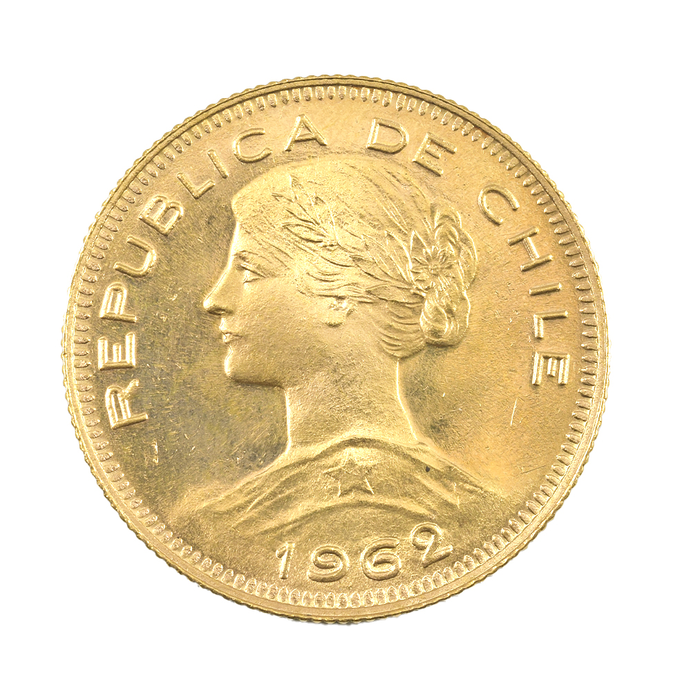 Moneda De Oro 21K 100 Pesos Chile Año 1962