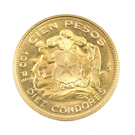 Moneda De Oro 21K 100 Pesos Chile Año 1962